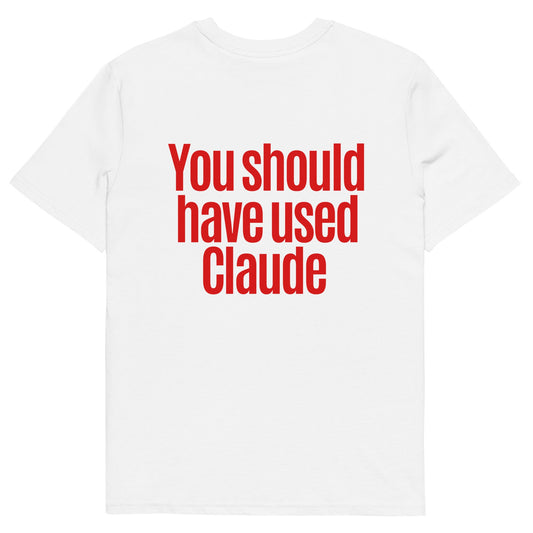 Used Claude tee, White, back